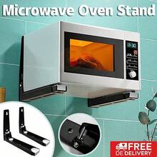 Wall Mounted Microwave Oven Bracket Heavy Duty Adjustable Stainless Steel Shelf Rack 40Kg Load Space Saving Kitchen Storage - 1 - View 4