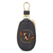 Floral Wreath Letter A-Z Car Key Holder, Mini Car Key Storage Bag, PU Leather Keychain Wallet, Zipper Pouch, Car Key Organizer, Car Keychain, Unisex Gift - Multicolor - View 41