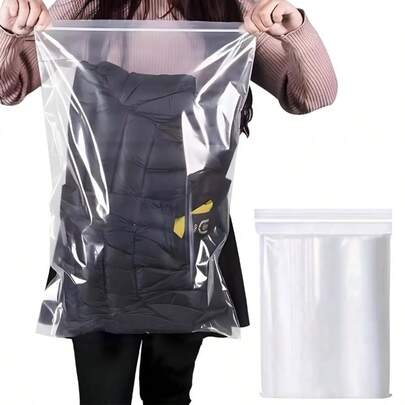 1/5/10pcs Large Transparent Clothing/Blanket Storage Bags, PE Self-Sealing Bags, Clear Plastic Bags, Used For Organizing Clothes, Shoes, Bags And Other Household Items, Suitable For Travel And Home Use