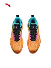 Anta Men's Low-Top Basketball Shoes Breathable Mesh Nitrogen Technology Rebound Sports Shoes - Orange/Green/Purple - View 5