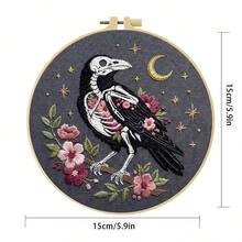 1 buah 15*15cm/5.9*5.9in 20*20cm/7.9*7.9in, Kit Bordir Kerangka Gagak, Set Bordir Buatan Tangan DIY untuk Pemula Dewasa, Hadiah Rumah, Hadiah Jahit Wanita, Termasuk Panduan Pengguna, Kain Pola Cetak, Bingkai Bordir, Jarum dan Benang. - Kerangka Gagak - View 6