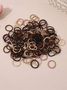 50/100pcs 2CM Elastic Hair Bands, Girls Rubber Bands, Cute Small Hair Ties With Decorative Rings, No-Damage Hair Accessories, Candy Color Hair Ropes And Hair Rings For Girls, Suitable For Shopping And Dressing Up - Multicolor - View 2