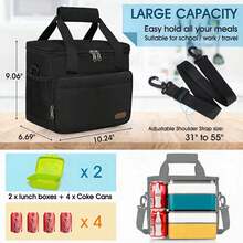 NEWHEY Unisex Double-Layer Insulated Lunch Bag, Reusable Large Capacity Leak-Proof Thermal Lunch Tote, Adult Size - Multicolor - View 3