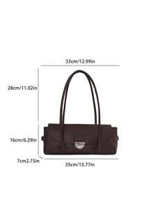 Vintage Metal Buckle Women's Underarm Bag, Minimalist High-End Style, Elegant Commuter Handbag And Shoulder Bag - Coffee - View 10