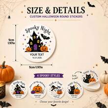 40/80/120pcs Personalized Halloween Stickers, Customized Name And Date Halloween Labels, Scary Party Gift Stickers, Pumpkin Ghost Bat Gift Labels, Halloween Trick Or Treat Bag Labels, Party Favors, Wedding, Halloween - Multicolor - View 6
