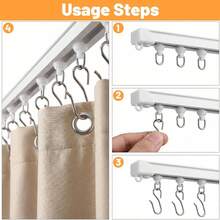 1/30/60 Sets Shower Curtain Hooks And Roller Set, Suitable For Straight And Curved Shower Curtain Rails, Curtain Rail Roller Set, Suitable For Flexible Curtain Rails, Curtain Rail Roller Hook Set - Multicolor - View 8