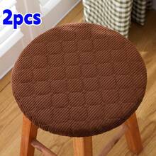 2pcs Round Stool Covers With Elastic Edge, Machine Washable, All Season, Fits 9.4-11 Inch (24-28cm) Diameter Round Stools With Seat Thickness Less Than 1.2 Inch (3cm), Home Dining Chair, Please Check Size Before Ordering, Christmas Birthday Gift Choice - Multicolor - View 12