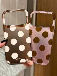 Minimalist Cute Polka Dot Brown & Pink Mirror Phone Case, Compatible With IPhone 18Pro Max 18 Pro 17 Pro Max 17 Pro 16 Pro 16 Pro Max 15 Pro Max 15 Pro 14 Pro Max 14 Pro 13 Pro Max 13 12 Pro Max 11, Sweet Fashion Anti-Drop Soft Shell - Brown - View 2