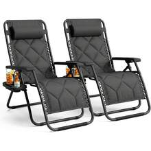 Gravity Chairs (2-Pack) Premium Heavy-Duty Outdoor Recliners With Luxe Two-Tone Design! Features Ultra-Padded Ergonomic Support, 5-Position Adjustable Backrest Independent Headrest, Built-In Cup Holder Phone Slot, And Smooth Rocking F - Charcoal - View 1