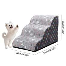 1pc Cartoon Pet Stairs, High Elasticity Foam Dog Steps 2/3/4 Levels, Pet Ramp, Suitable For Small Dogs And Cats, Non-Slip And Washable, Pet Climbing Stairs, Sofa Bed Climbing Support, For Elderly And Disabled Pets, Pet Stairs Furniture Protection Pad - Multicolor - View 15