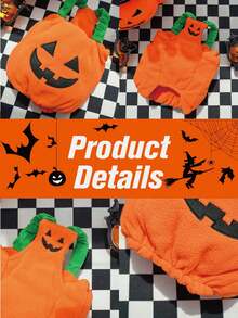 1pc Cute Pumpkin Pet Costume, Soft Fleece Fabric, Suitable For Small Dogs And Cats, Adorable Halloween Theme Outfit, Perfect For Holiday Parties, Halloween Trick-Or-Treating And Autumn Photo Shoots, Fun Holiday Dress-Up For Your Cute Furry Friends - Orange - View 4