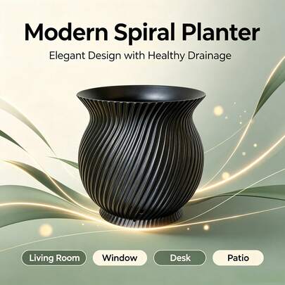 Maceta con rayas en espiral, contenedor de plantas de interior de estilo bohemio vintage con orificio de drenaje, jarrón de escritorio lindo adecuado para suculentas y cactus, decoración destacada para el hogar, jardín y alféizar de la ventana