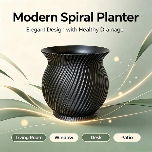 Maceta con rayas en espiral, contenedor de plantas de interior de estilo bohemio vintage con orificio de drenaje, jarrón de escritorio lindo adecuado para suculentas y cactus, decoración destacada para el hogar, jardín y alféizar de la ventana