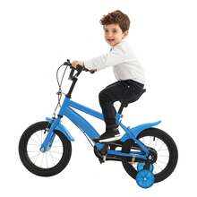 Blue Black Beginner 14-Inch Diameter Tires Children's Bicycle, 14'' Children's Bicycle Learning Bicycle For Children's Riding, Lessons, Recreation - Blue - View 3