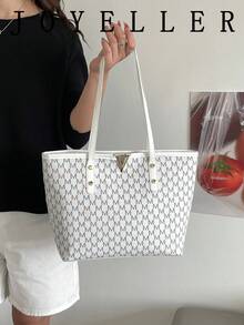 2025 New Arrival Unique Texture Women's Large Capacity Commuter Handbag, Ladies' Shoulder Bag - White - View 2