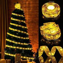 1pc 2/5/10m Outdoor Garden Battery Box Ribbon String Lights Warm/Colorful Lights Birthday Party Christmas Tree Halloween Decoration New Year Holiday Indoor String Lights Autumn Home Decor Wedding Anniversary Gift Surprise - Battery Box Christmas Ribbon - View 9