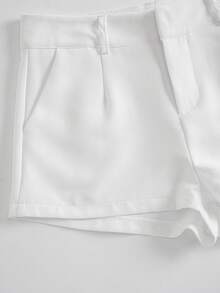 SMILE CHIC 2026 Summer New Ultra Low Waist Elegant Fashion Solid Color Shorts (Belt Not Included) White, Y2K Aesthetic - White - View 11