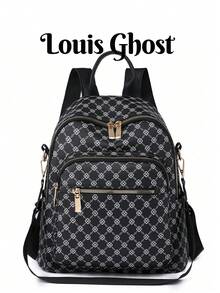 Women's Fashion Four-Leaf Clover Backpack, PU Leather Flap Shoulder Bag, Handbag, Student Backpack, Commuter Bag (Please Place It In A Well-Ventilated Area For 1-3 Days To Allow The Material Odor To Dissipate) - Black - View 9