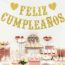1 Piece, Black/Gold/Blue Spanish 'Happy Birthday' Banner, Mexican -Themed Birthday Party Decoration, Suitable As A Birthday Party Decoration Banner - Multicolor - View 10