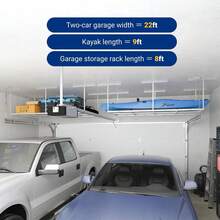 4x8 Ft Garage Ceiling Storage Rack, White |   Weight Capacity 750 Pounds, 22-40inch Adjustable Storage System, Heavy-Duty Metal Roof Rack, Classic Series - White - View 4