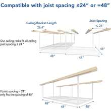 4x8 Ft Garage Ceiling Storage Rack, White |   Weight Capacity 750 Pounds, 22-40inch Adjustable Storage System, Heavy-Duty Metal Roof Rack, Classic Series - White - View 6