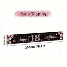 2D Flat 1pc Rimbol Polyester Birthday Banner Set - Versatile Garden Party Decoration For All Seasons, Black And Rose Gold, Suitable For 10th, 13th, 16th, 18th, 20th, 21st Birthday, Outdoor Photo Backdrop - A - View 12