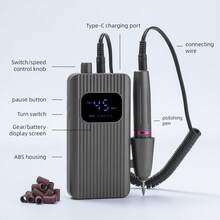Rechargeable Nail Drill With LCD Display, Portable Electric Nail File Set With Drill Bits And Sanding Bands, Suitable For Gel/Acrylic Nails, Manicure And Pedicure - Multicolor - View 5