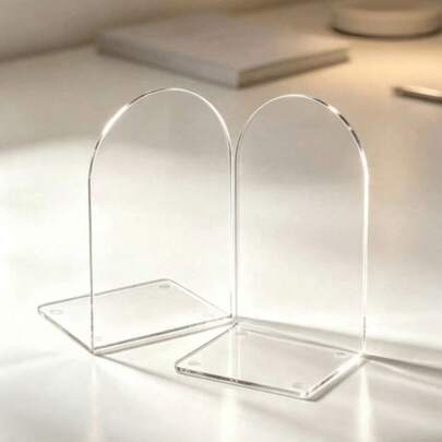 Paquete de 2/4/8 sujetalibros de acrílico transparente en forma de L de 3 mm de grosor y 10*10*10 cm, resistentes y estables con 4 almohadillas antideslizantes, tope de libros minimalista para almacenamiento de escritorio, para hogar, oficina y biblioteca