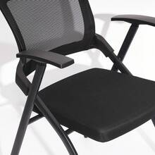 Modern Conference Chair With Mesh Backrest, Folding Office Seating - Black - No Tabletop - View 6