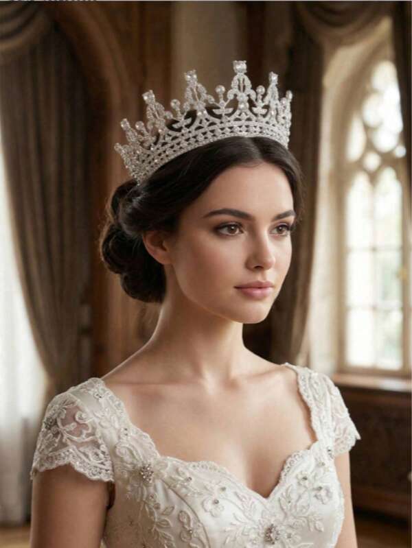 1pc Women's Baroque Style Sparkling Rhinestone Crown And Headpiece, Suitable For Bridal Wedding, Prom, Birthday Party, Beauty Pageant And Other Occasions