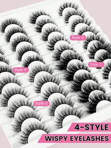 MAANGE 20 Pairs Cartoon Cat Eye False Eyelashes, Mixed 4 Styles Fox Eye Lashes, Thin Band Cat Eye Tail Extended Strip Lashes, Natural Lashes, Multi-Layer Soft, Suitable For Natural Makeup, Suitable For Dating And Travel, Gift For Women, Eyelashes, False Eyelashes, Strip Lashes - Multicolor - View 7