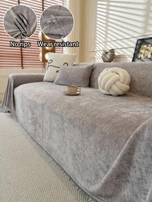 1pc Chenier Sofa Cover, Sofa Blanket, Non-Slip Furniture Protector, Pet Cover, Machine Washable, Excludes Pillows, Sofa Slipcover, Large Sofa, Sofa Bed, Coconut Pattern, Sofa Cover - Grey - View 2
