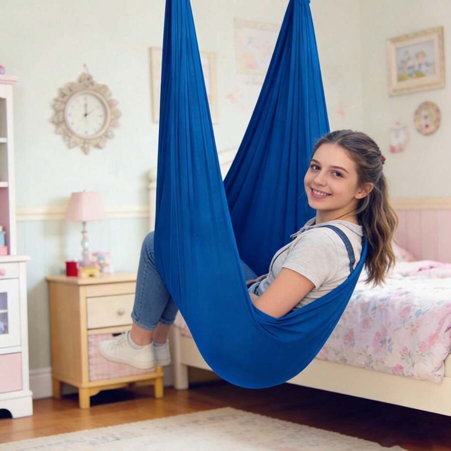 Nylon Hanging Swing 360° Swivel Hanging Swing Cozy & Calming Hammock - Royal Blue - View 1