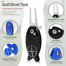 Foldable Fish Golf Divot Tool, Spring Loaded Ball Repair Fork, Portable Green Repair Tool, Golf Course Accessory For Players - Green - View 4