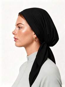 1pc Solid Color Headscarf Hat, Classic Middle Eastern Style, Elegant And Versatile, Suitable For Daily Outdoor Wear - Black - View 7