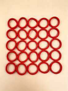 50pcs Fashionable Minimalist Red Hairbands, Soft Hair Scrunchies, Suitable For Girls Daily Wear, New Year Hair Accessories - Red - View 4