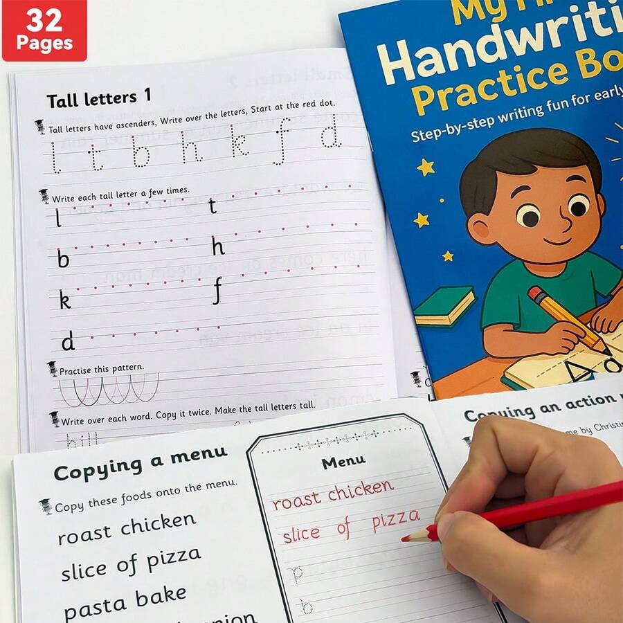Lachilly Children's Handwriting Practice Workbook, Suitable For Kindergarten, 1st Grade, 2nd Grade, 3rd Grade And 4th Grade Learning Writing, Learning And Happy Practice Through Tracing Letters, Common Words And Fun Phrases Activity Worksheets - Multicolor - View 1