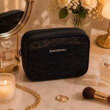 4pcs Lace Mesh Makeup Bag Set, Portable Travel Breathable Cosmetic Bag Toiletry Bag Makeup Wallet Storage Bag, Suitable For Home Travel Accessories - Black - View 6