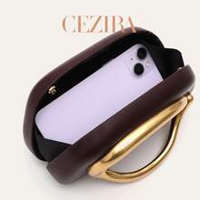 CEZIRA Fashionable Elegant Design PU Vegan Leather Hard Shell Evening Clutch Bag With Metal Handle For Women, Suitable For Banquet, Party, Date, Wedding Occasions - Multicolor - View 8