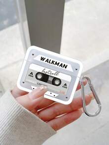 1件復古Walkman卡帶圖案藍牙耳機保護殼，復古卡式錄音機印花設計，附銀色耳機殼掛鉤，全包防摔透明軟殼，適合情人節、復活節、母親節、感恩節、聖誕節、新年、生日、返校季送禮；相容耳機1/2/3/4/Pro/Pro2/Pro3/Pro4，Ins復古數位配件，送給她的禮物，送給他的禮物 - 彩色 - 查看 17