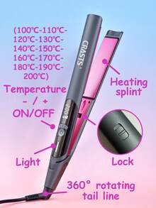 CRASTS Hair Straightener, 2‑In‑1 Flat Iron For Straight & Curly Hairstyles, Ceramic Plates With LCD Digital Display, Adjustable Temperature Professional Hair Styling Iron For Home Salon Use For Women Home Daily Hair Styling - Dark Grey - View 6