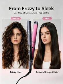 CRASTS Hair Straightener, 2‑In‑1 Flat Iron For Straight & Curly Hairstyles, Ceramic Plates With LCD Digital Display, Adjustable Temperature Professional Hair Styling Iron For Home Salon Use For Women Home Daily Hair Styling - Dark Grey - View 8