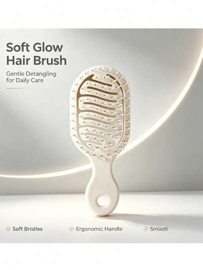 1pc Mini Travel Comb, Suitable For Wet And Dry Hair, White Hollow Design, Soft Plastic Bristles, Portable Pocket Design, Lightweight Handle, Essential Travel Item For Women In Autumn. Beauty/Hair Accessories/Hair Products/School Supplies/Hair Accessories