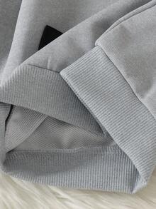 Bộ 2 món cho bé gái gồm áo sweatshirt tay dài cổ tròn raglan đơn giản đa năng phối nơ 3D và quần ống rộng ống đứng đồng bộ, mùa xuân/thu - Màu Xám nhạt - Xem 5