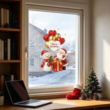 1pc Christmas Glass Sticker, Featuring A Cute Santa Claus Snowman Design, Reusable, Suitable For Home, Cafes, Store Windows And Storefront Glass, For Christmas And Winter Festival Decorations. - Multicolor - View 8