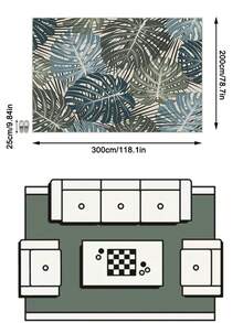 1PC Monstera & Palm Leaf Print Water Blue & Cream Area Rug, Modern Tropical Style Faux Cashmere Rectangular Intertwined Plant Leaf Pattern Machine Washable Floor Mat, Suitable For Living Room, Bedroom, Balcony Home Decor - Multicolor - View 13