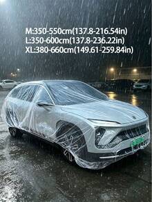 透明塑料汽車車罩 | 一次性透明全天候 PE 薄膜汽車保護罩，防雨、雪、灰塵、紫外線 | 通用於轎車、SUV、卡車、車輛 | 室內外使用，短期停車、儲存、防塵罩、緊急防風罩、洗車乾燥、經銷商停車場保護 | 防水、輕量 - 彩色 - 查看 10