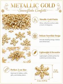300pcs 2cm Gold Snowflake Confetti, Metallic Shiny Snowflake Table Scatter, Lightweight Reusable Christmas Party Decorations, Gold Snowflake Confetti Suitable For Christmas, Wedding, Birthday, New Year, Winter Holidays, DIY Crafts, Table Party Decor - Golden Snowflake - View 5
