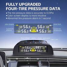 YNF Solar Powered Wireless TPMS Tire Pressure Monitoring System, 4 External Sensors, Real-Time Data Display, High/Low Pressure & Temperature Alarm, Sensor Disconnection Reminder - A - View 5