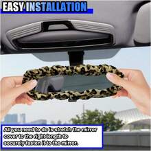 Funda de peluche suave para espejo retrovisor del coche, estampado de leopardo - ColorA - Ver 4